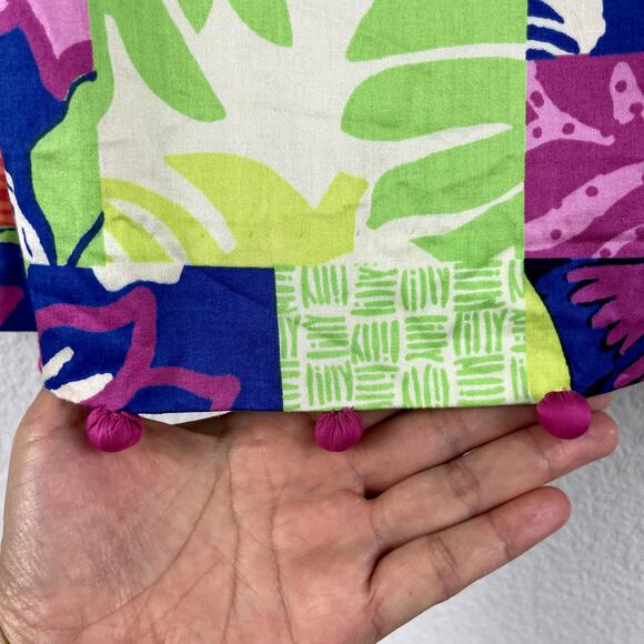 Lilly Pulitzer Brighton Patchwork Print Halter Dress Womens 2 Green Pink Pom - Picture 4 of 13